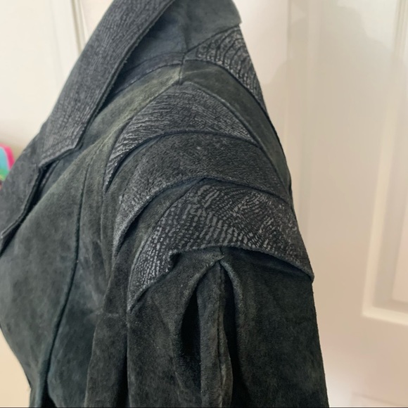 Vtg 80s Black Leather Jacket, Puff Sleeves, Sz S - Picture 6 of 13